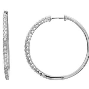 1/4 carat sterling silver diamond hoop earrings